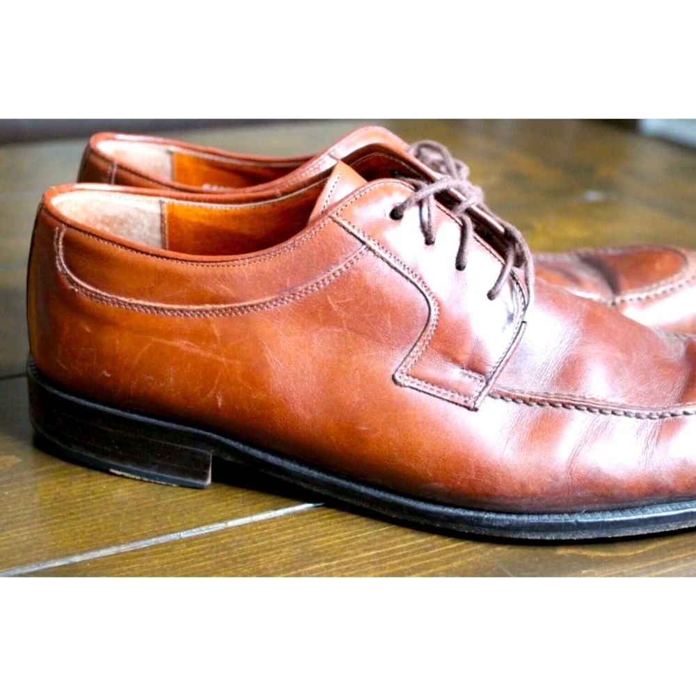 Men's Sandro  "Santo Gold" Brown Leather Shoes Lace Up Size 10.5